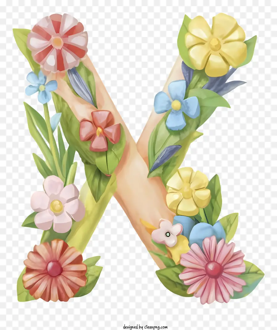 Art Des Fleurs Colorées，Lettre X Faite De Fleurs PNG