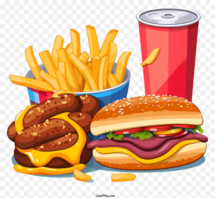 Hamburger，Burger Et Frites PNG