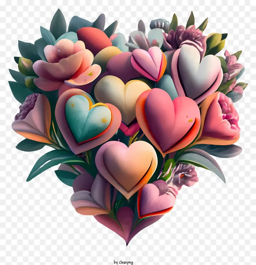 Bouquet En Forme De Coeur，Fleurs PNG