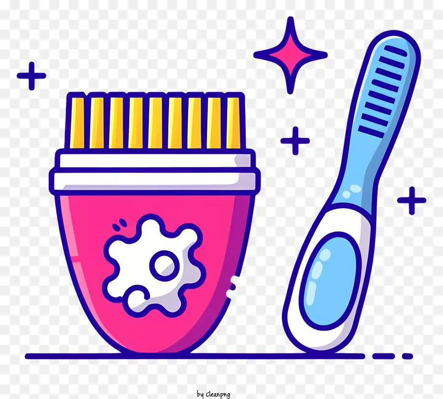 Couleur Rose Et Bleu，Brosse à Dents Et Dentifrice PNG