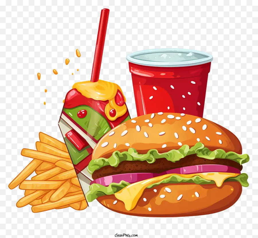 Hamburger，Frites PNG