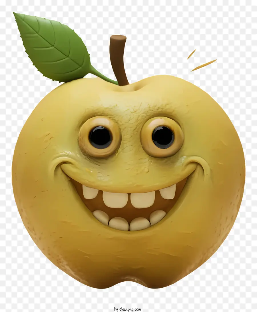 Souriant Apple，Feuille Verte PNG