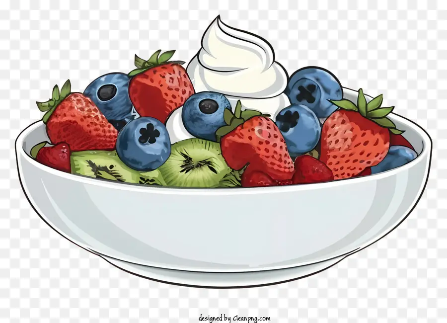 Salade De Fruits，De La Crème Fouettée PNG