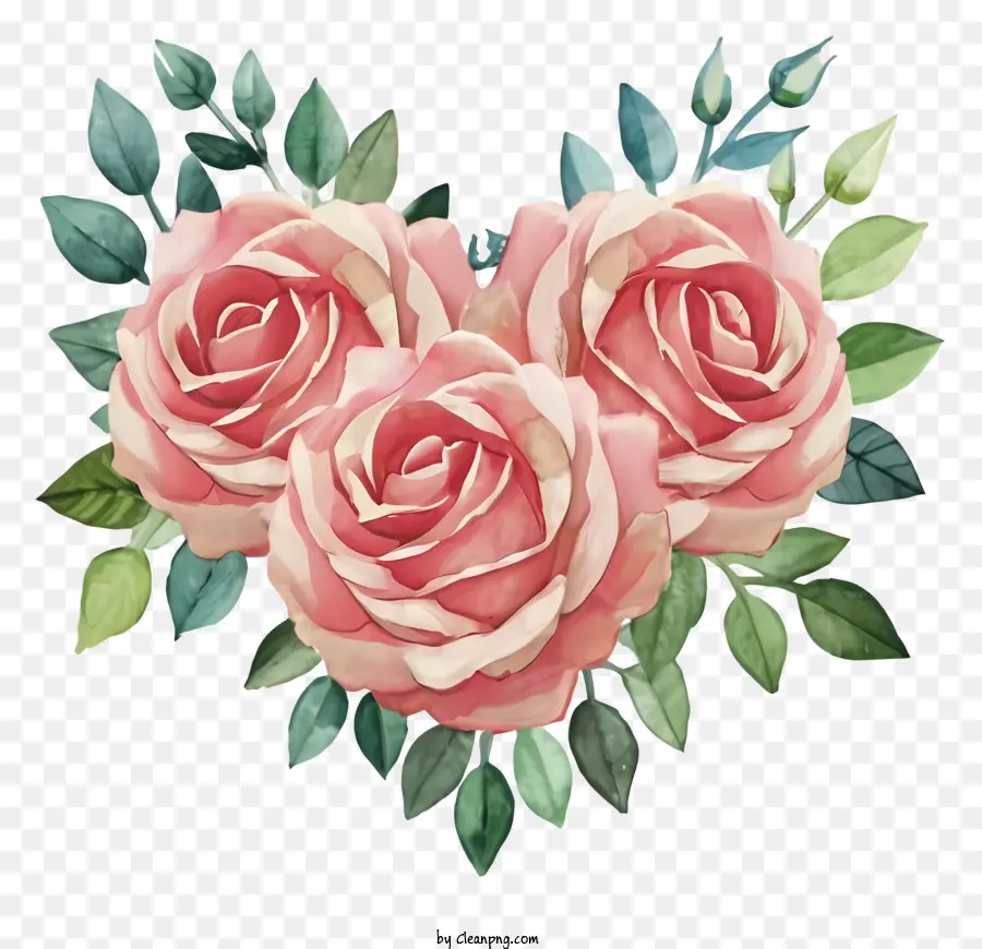 Les Roses Roses，En Forme De Coeur PNG