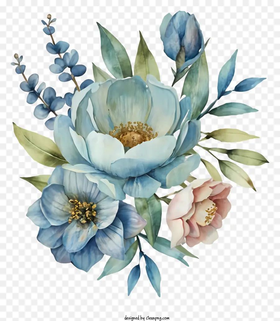 Fleurs Bleues，Fleurs Roses PNG