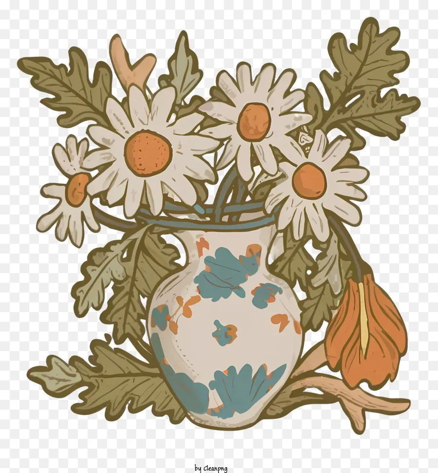 Vase，Marguerites Dans Un Vase PNG