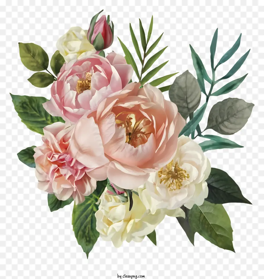 Bouquet De Roses，Roses Roses Et Blanches PNG