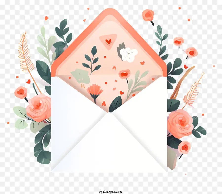 Enveloppe Blanche，Enveloppe Avec Des Fleurs PNG