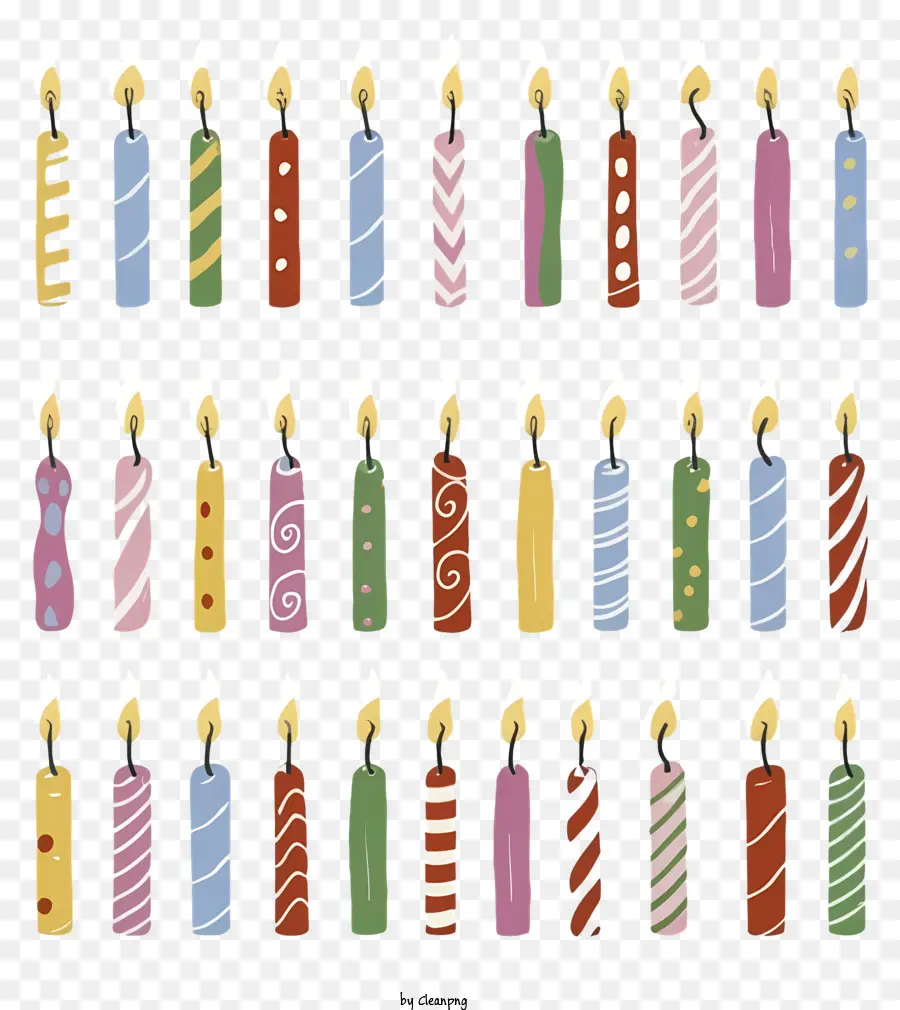 Bougies Multicolores，Bougies D'anniversaire Colorées PNG