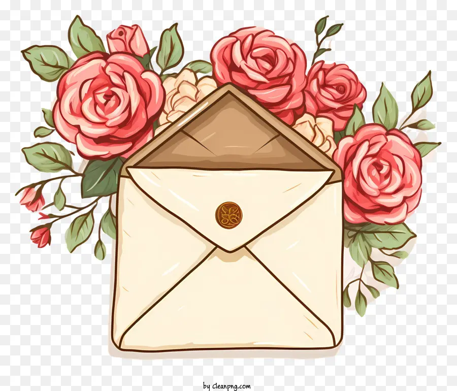 Enveloppe，Roses PNG