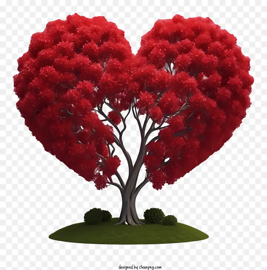 Heartshaped Arbre，Feuilles Rouges PNG