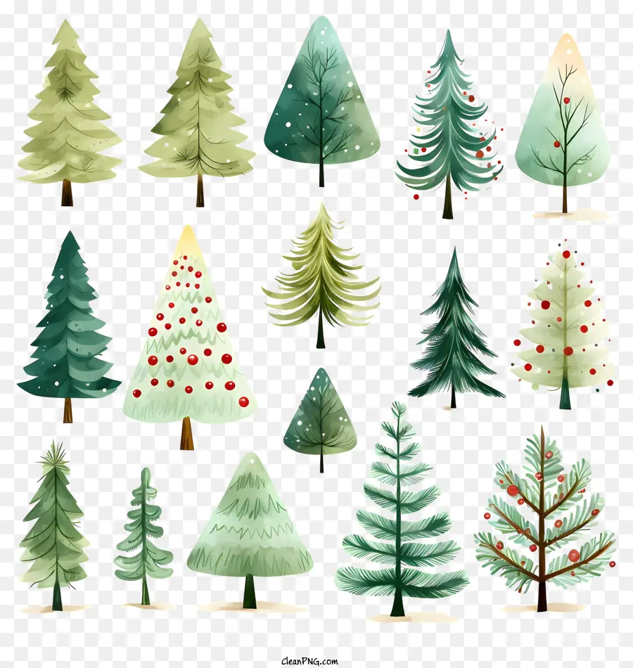 Arbres De Noël Aquarelle，Décorations D'arbre De Noël PNG