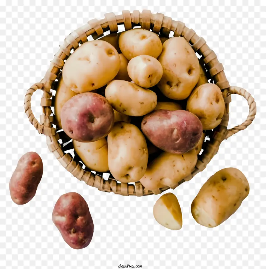 Panier En Osier，Pommes De Terre Fraîchement Récoltées PNG