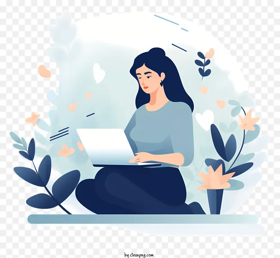 Ordinateur Portable，Femme Avec Tablette PNG