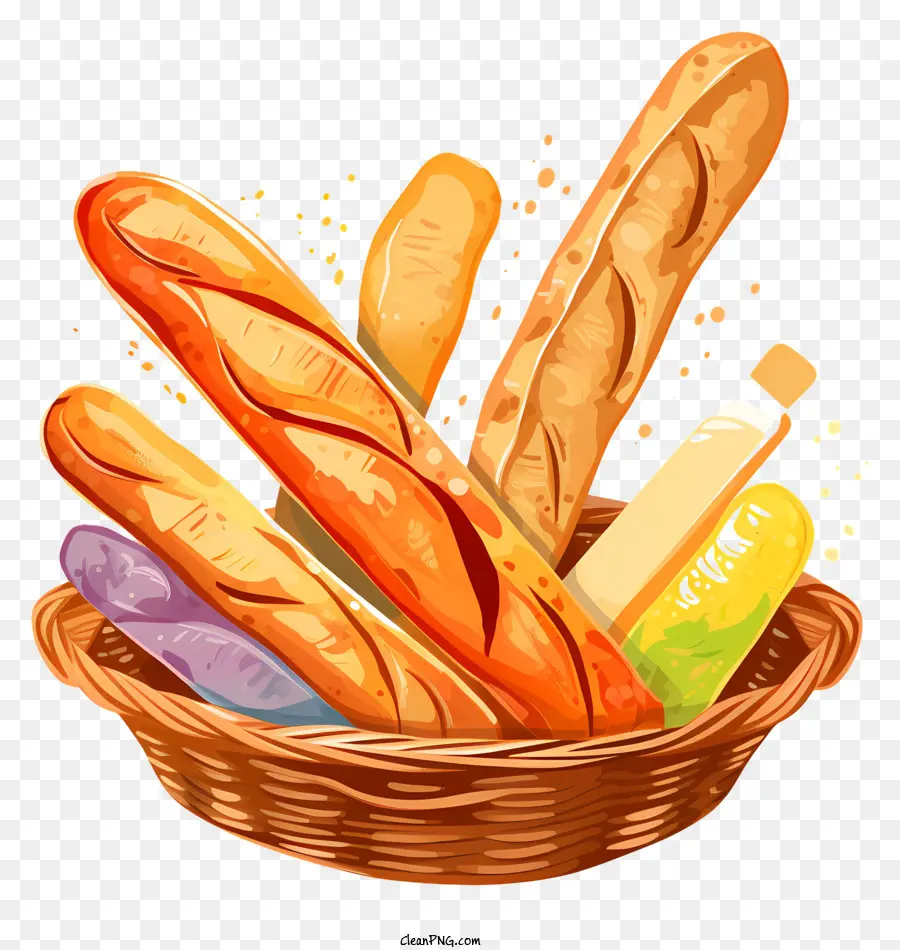 Baguettes，Corbeille à Pain PNG