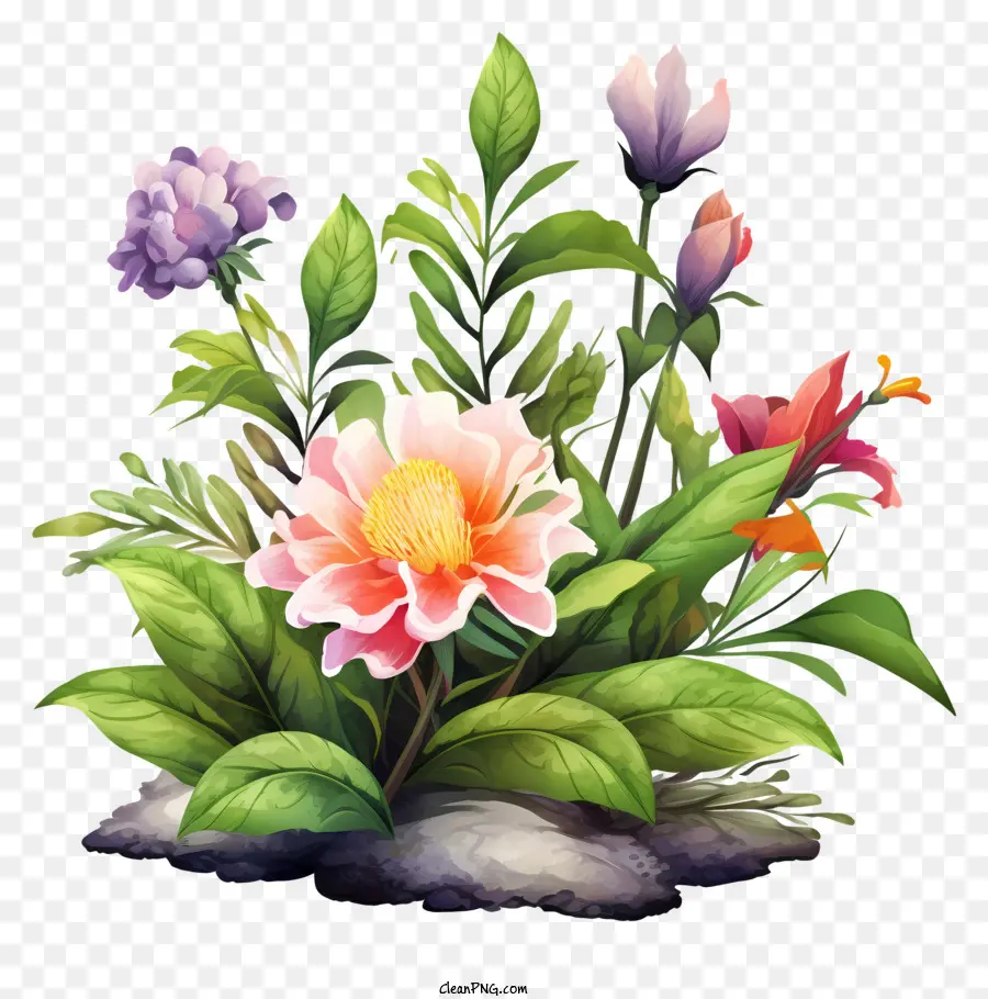 Fleurs Colorées，Groupe De Fleurs PNG