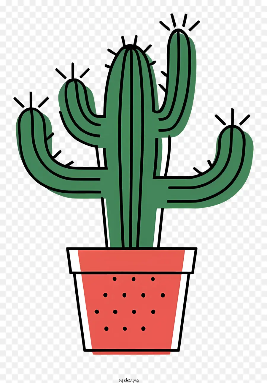 Pot De Cactus，Fleurs Rouges PNG