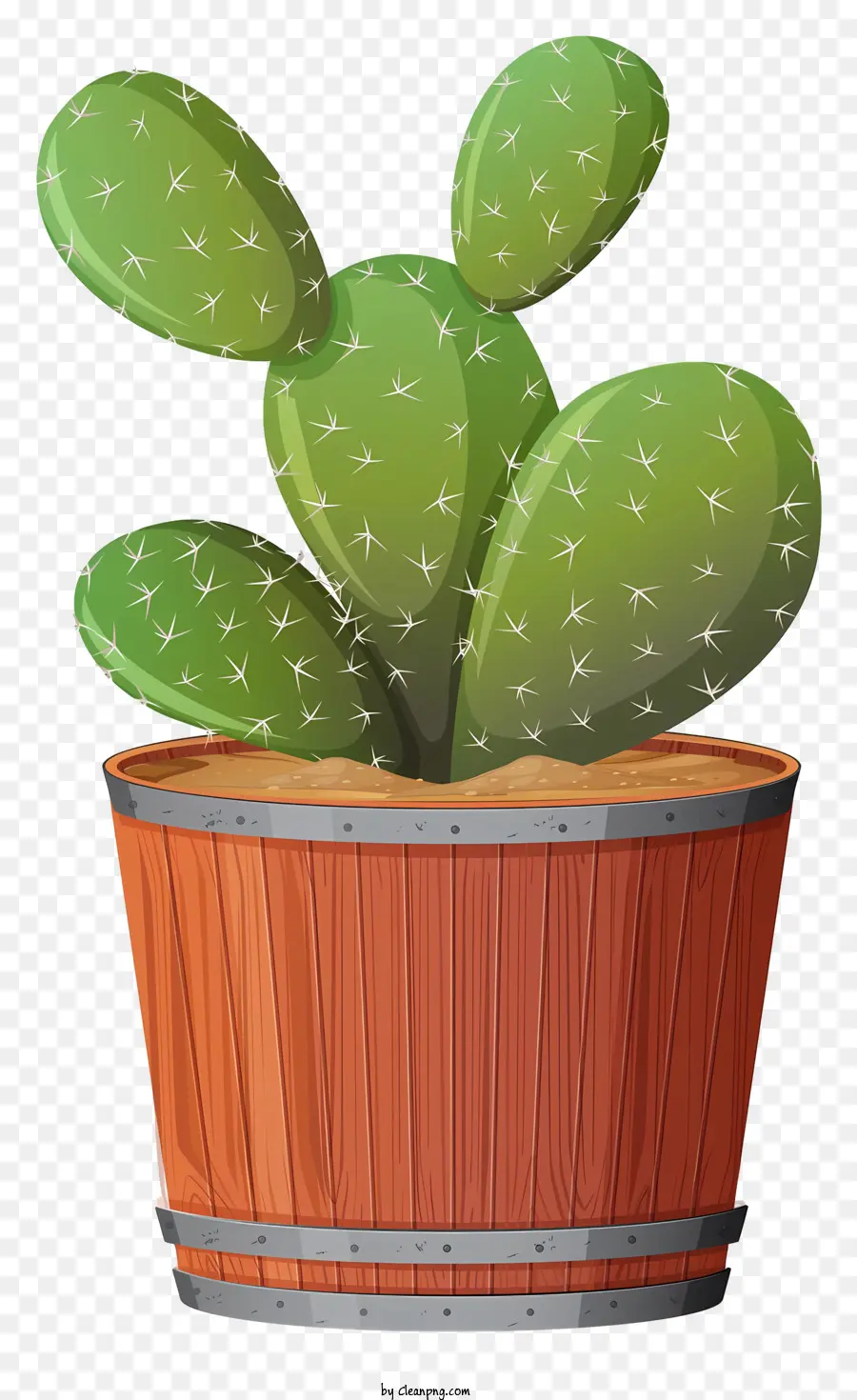 Cactus，Pot En Bois PNG