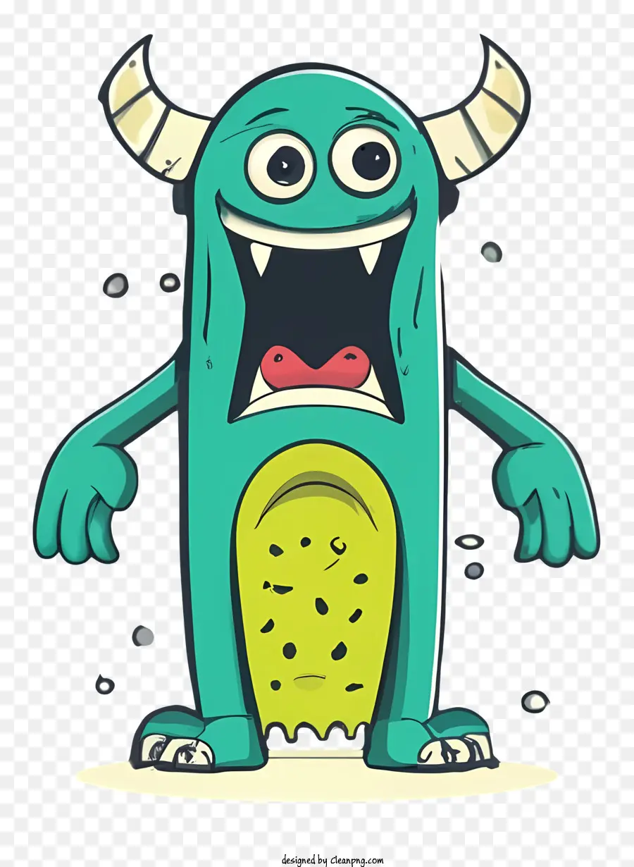 Dessin Animé Monster，Monstre Vert Mignon PNG