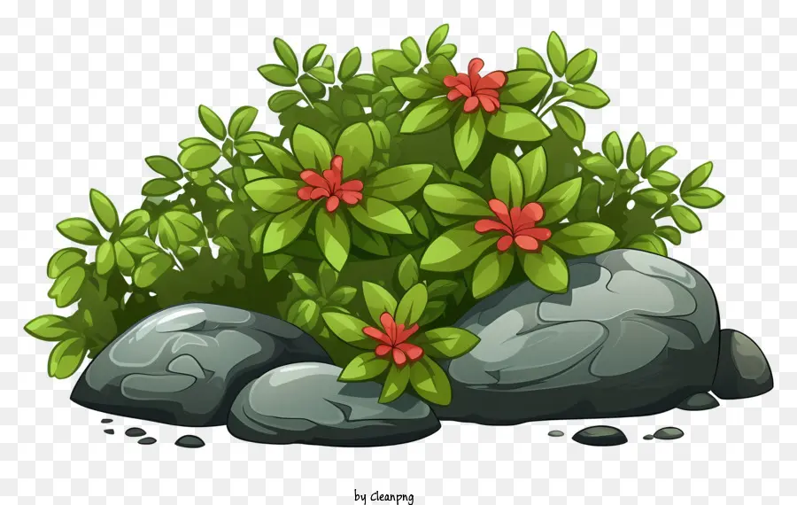 Vert Buisson，Fleurs Rouges PNG