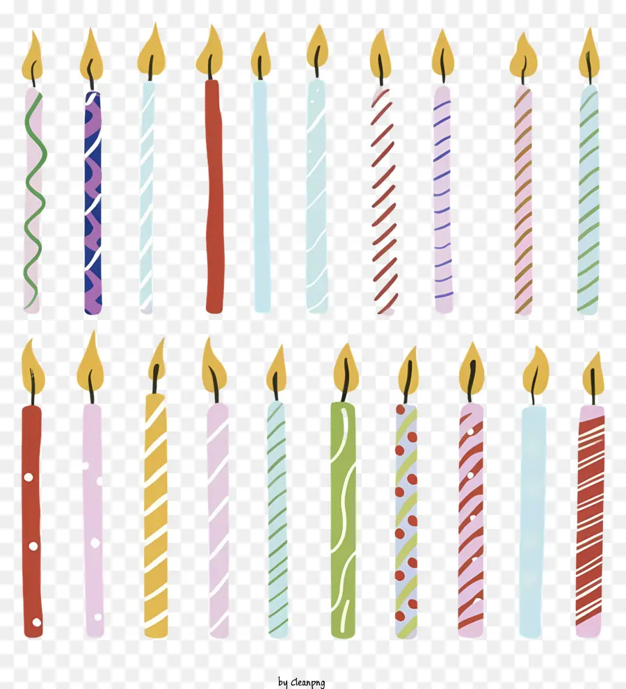 Bougies D'anniversaire，Bougies Multicolores PNG