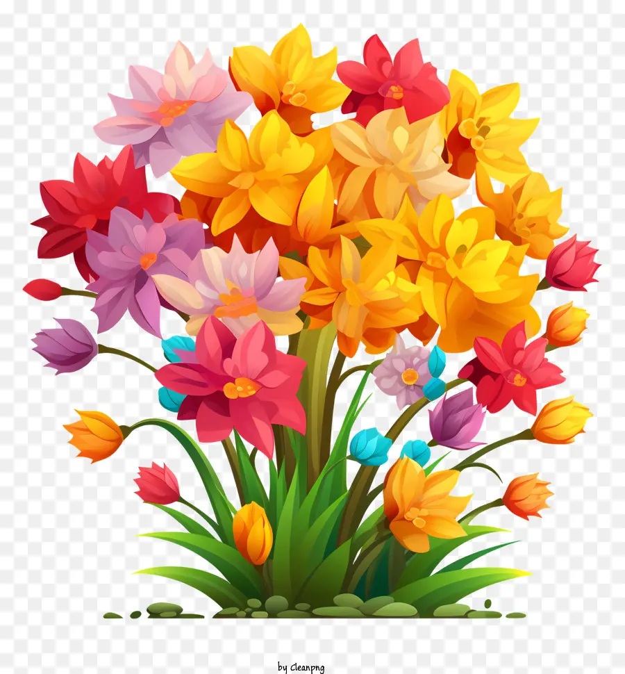 Bouquet，Fleurs Aux Couleurs Vives PNG