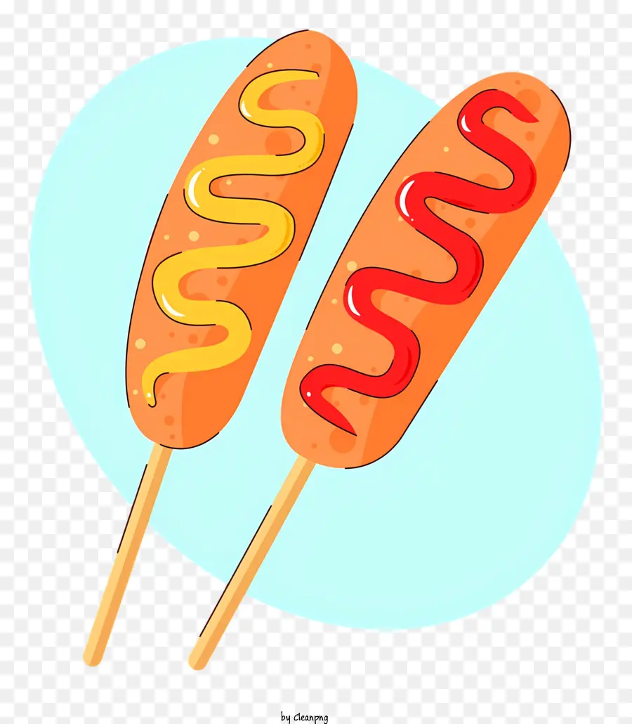 Hot Dog Sur Un Bâton，Ketchup Et Moutarde PNG