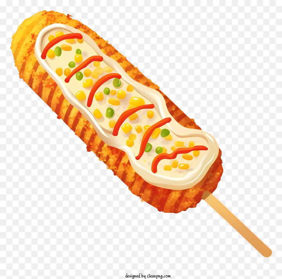 Poulet Frit，Corn Dog Avec Garnitures PNG