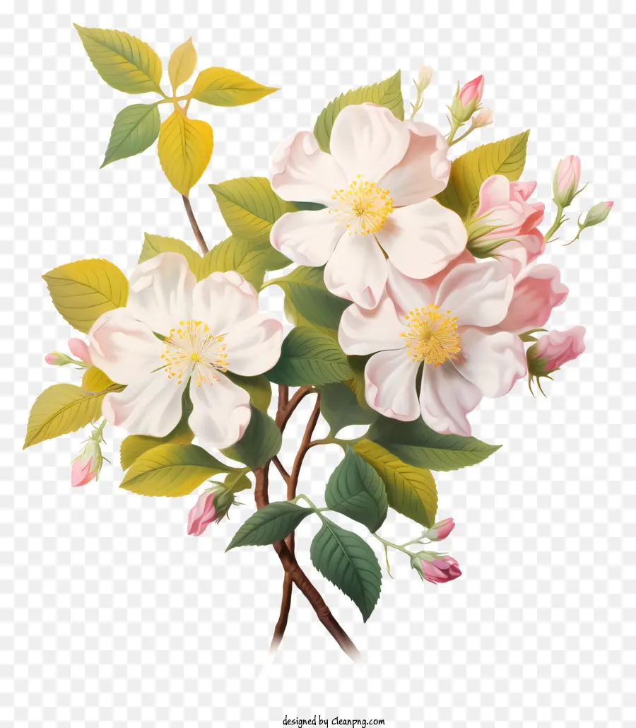 Fleurs Roses Et Blanches，Fleurs PNG