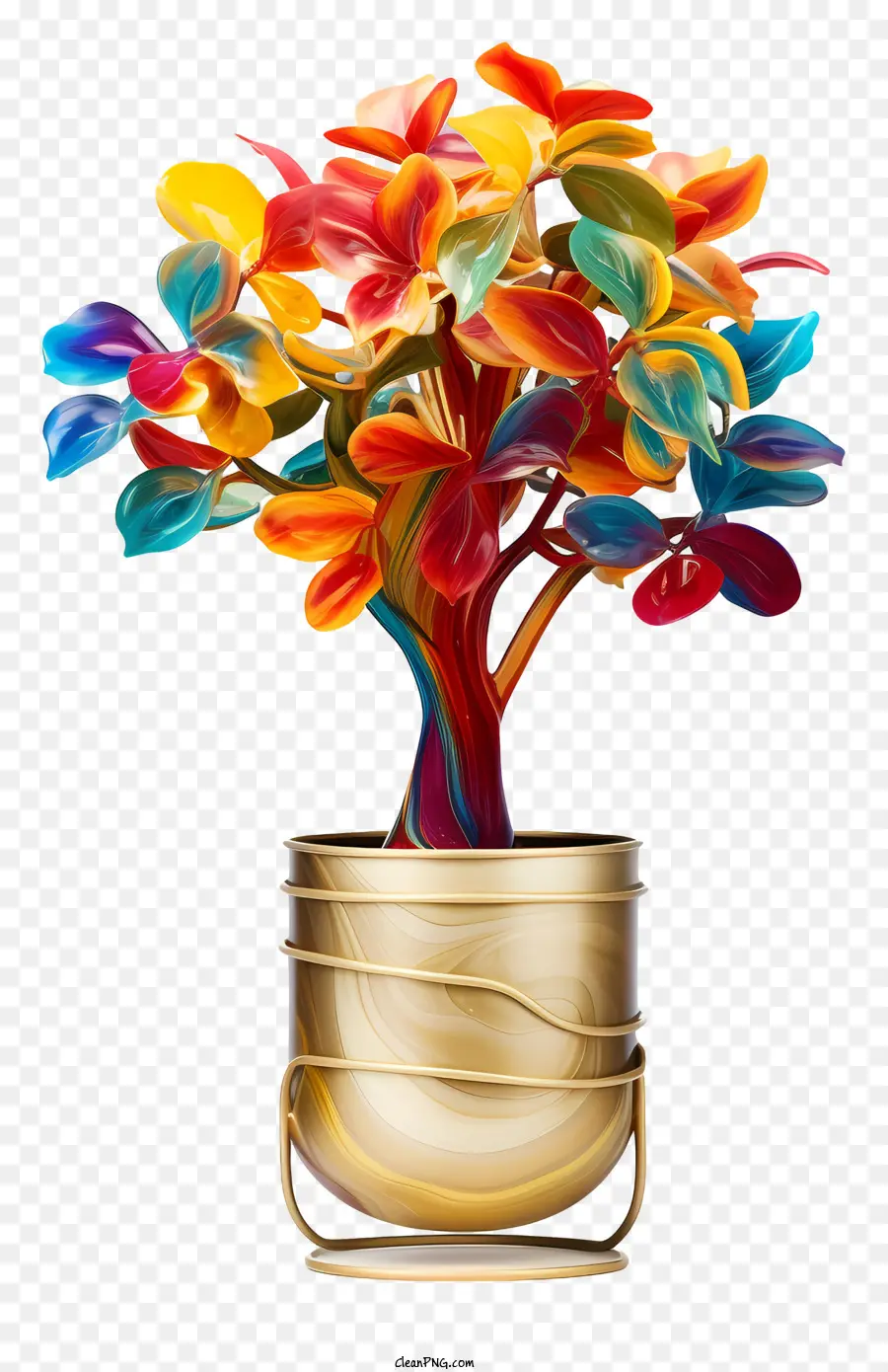 Vase D'or，Plante Colorée PNG