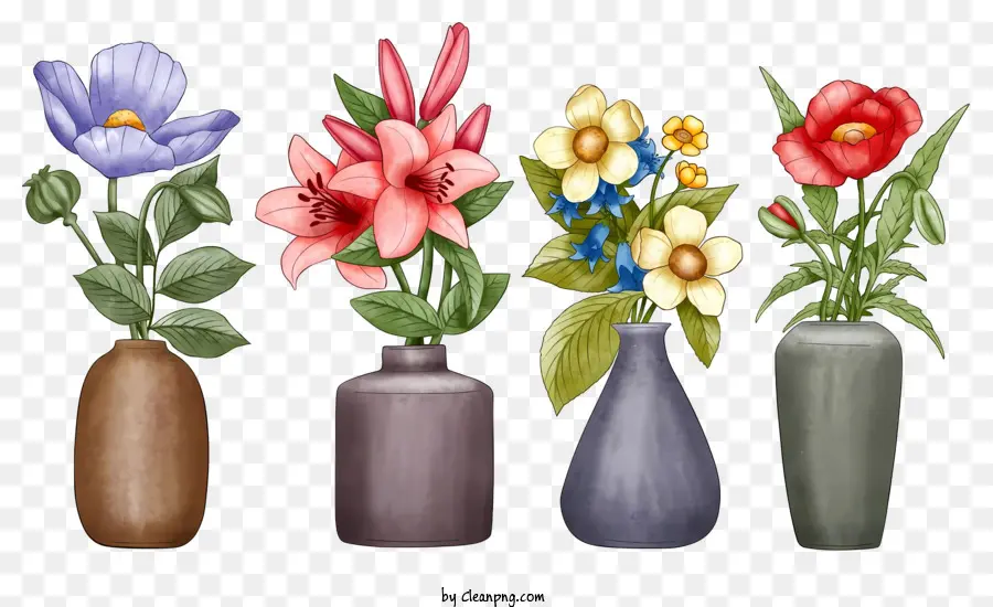 Fleurs，Vases PNG