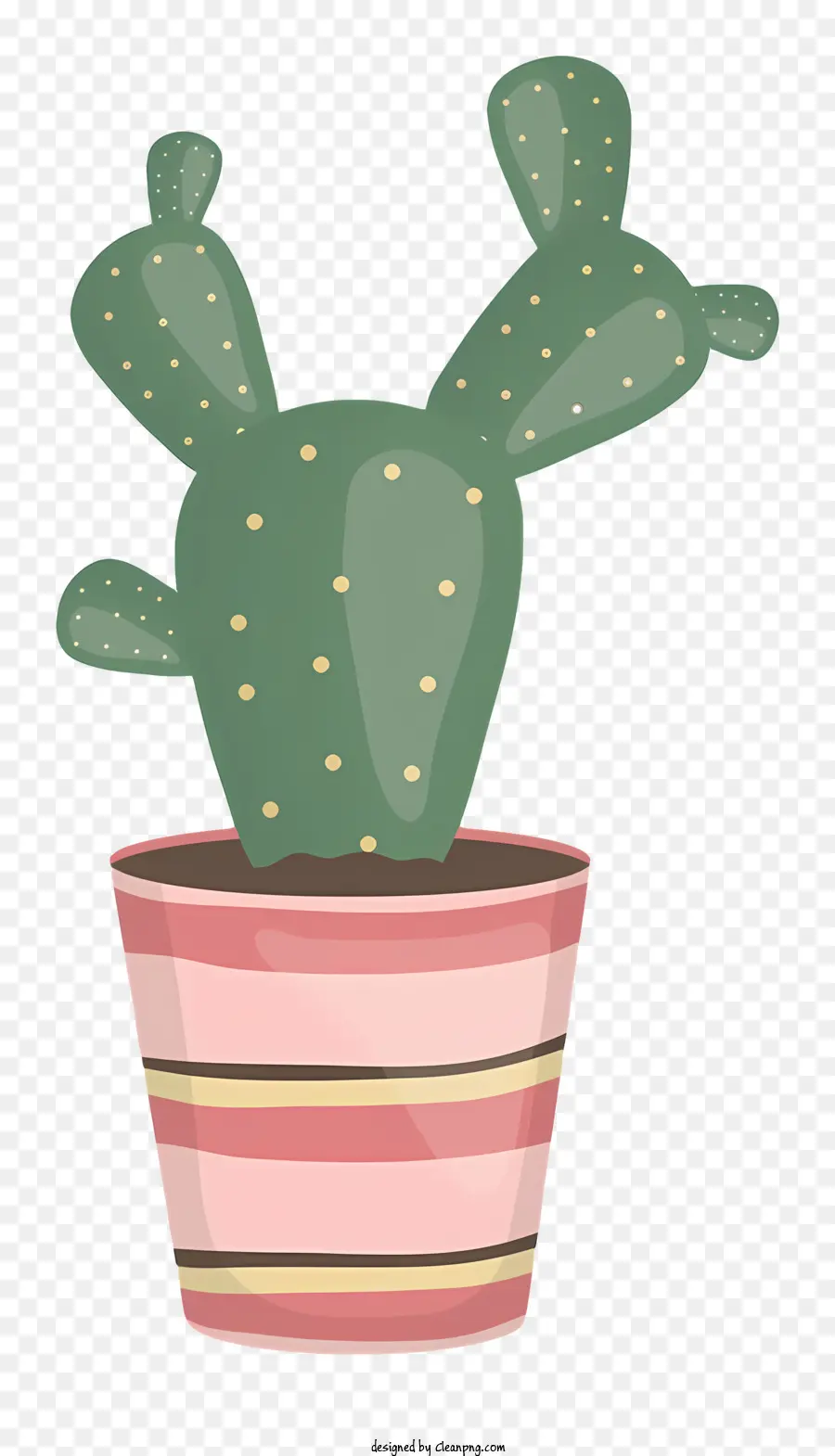 Pot Cactus，Plante En Pot Rayée PNG