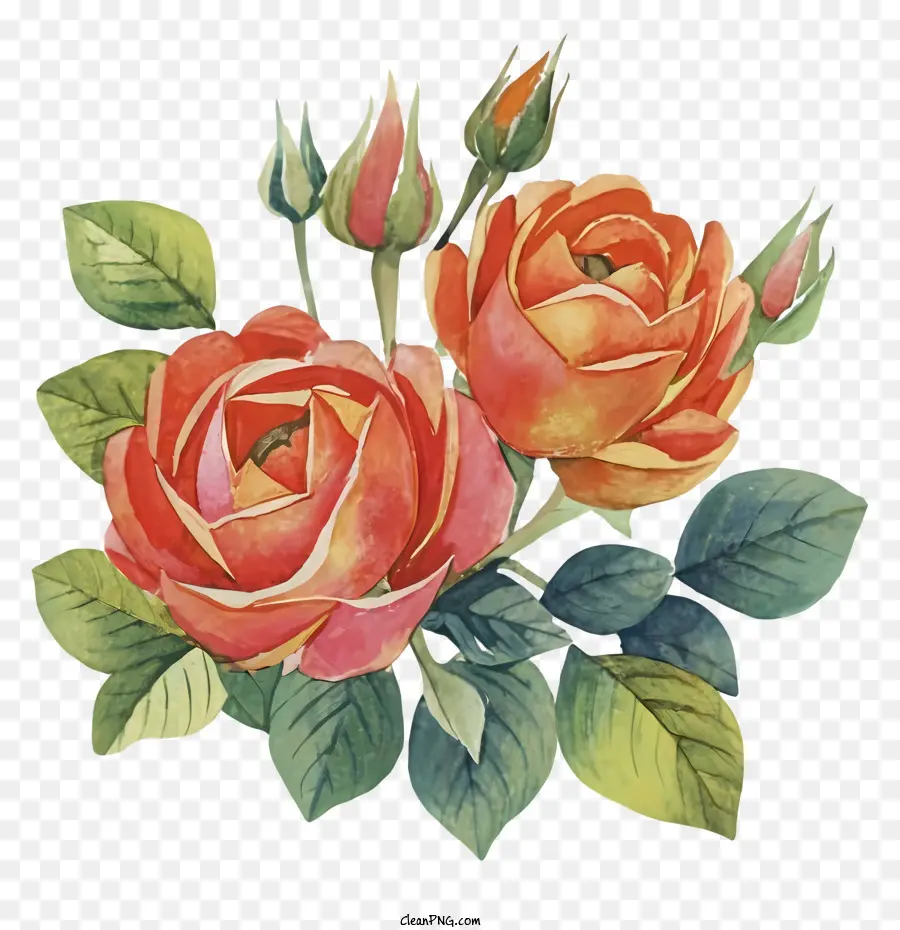 Roses Oranges，Roses Pêche PNG