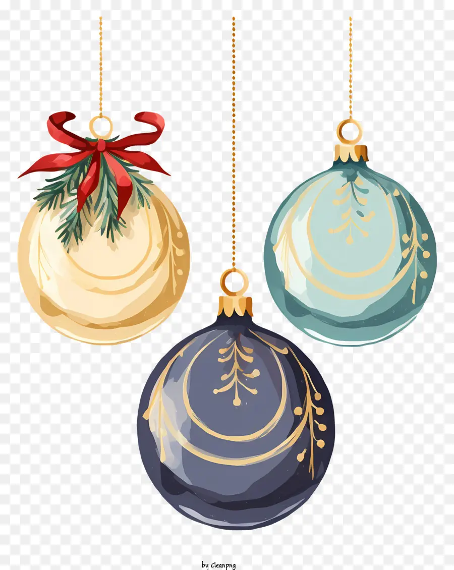 Des Décorations De Noël，Décorations En Or Et Bleues PNG