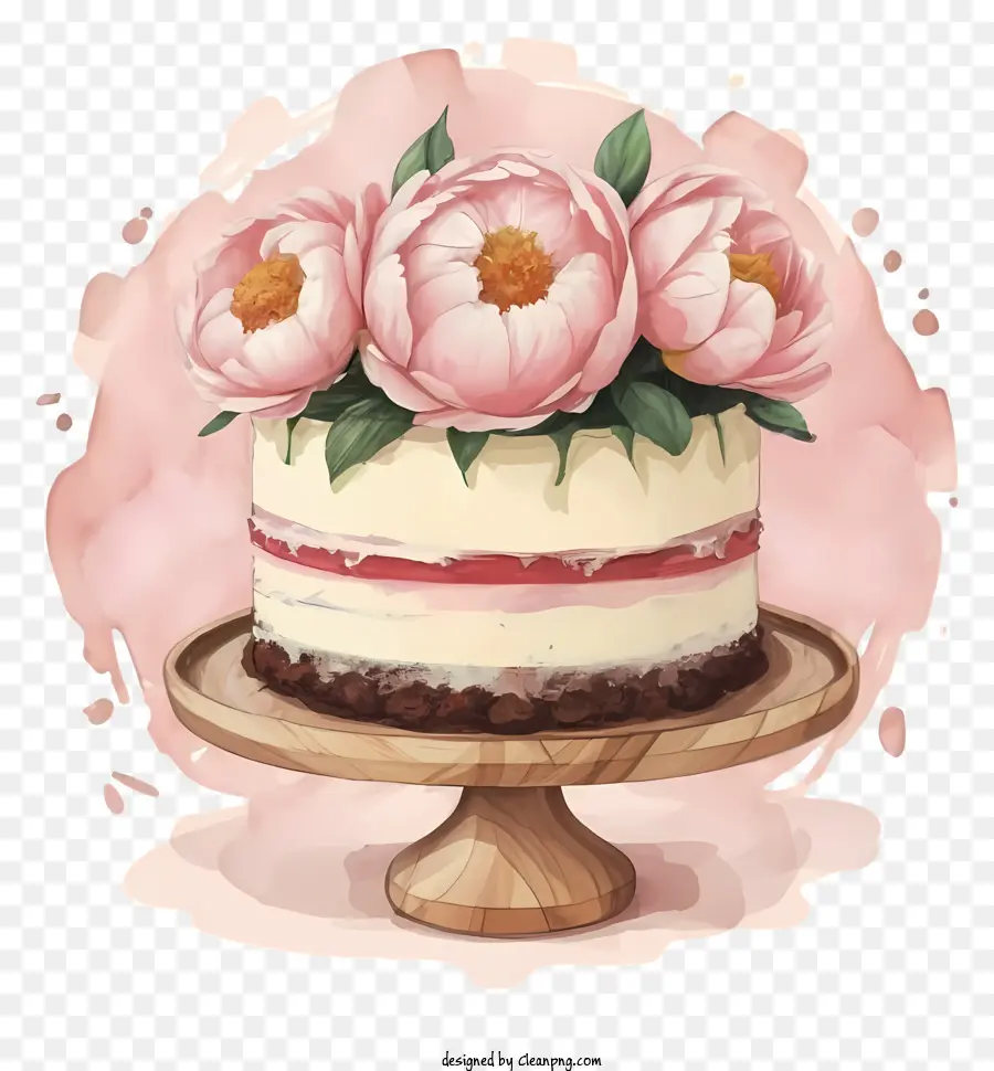 Gâteau Avec Des Roses Roses，Gâteau Rose Avec Des Roses PNG