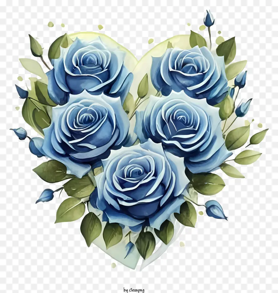 Cœur Avec Des Roses，Roses Bleues PNG