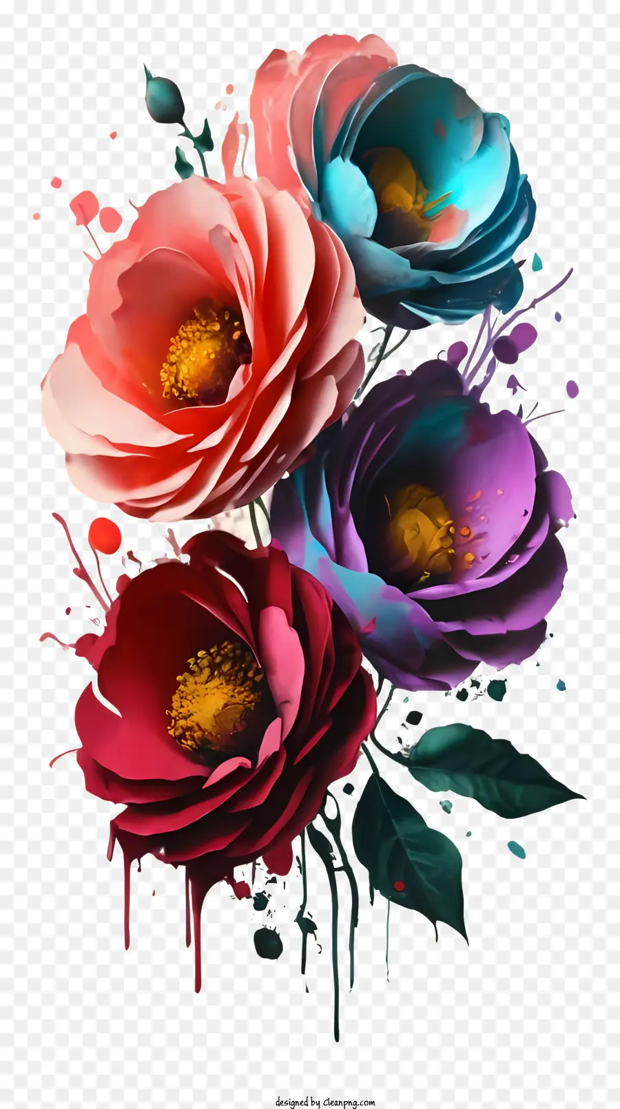 Fleurs Colorées，Bouquet De Fleurs PNG