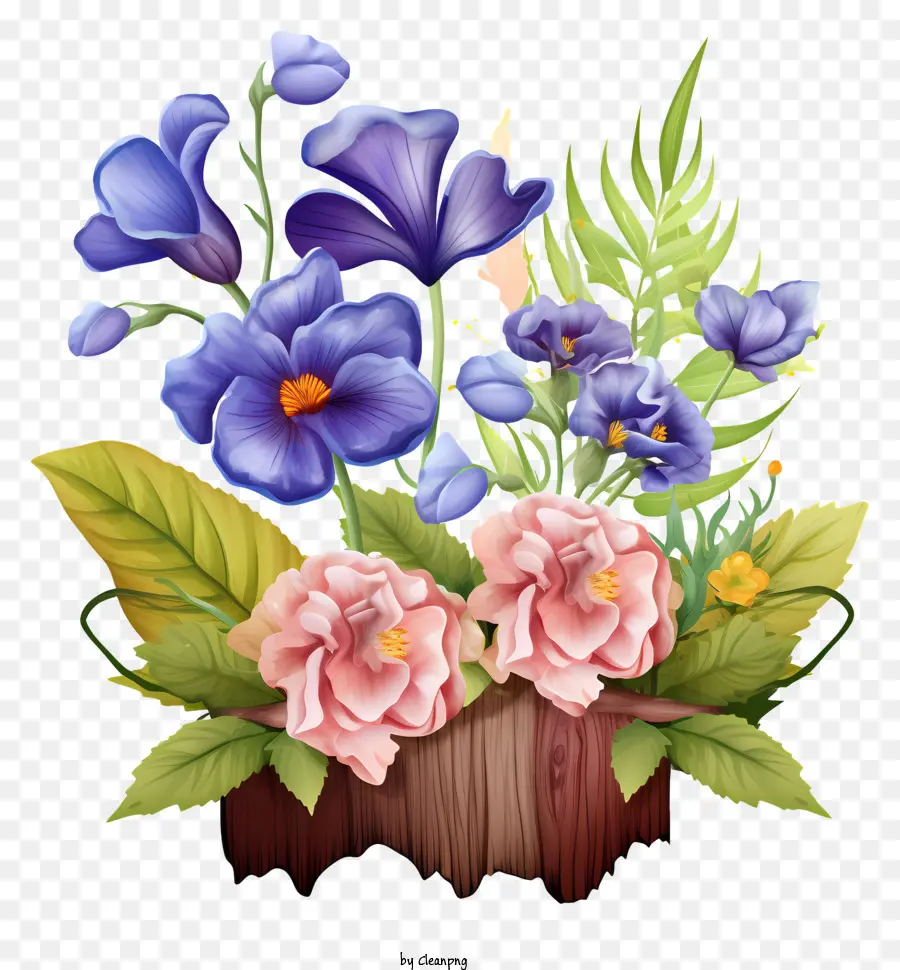 Bouquet，Fleurs Bleues Et Violettes PNG