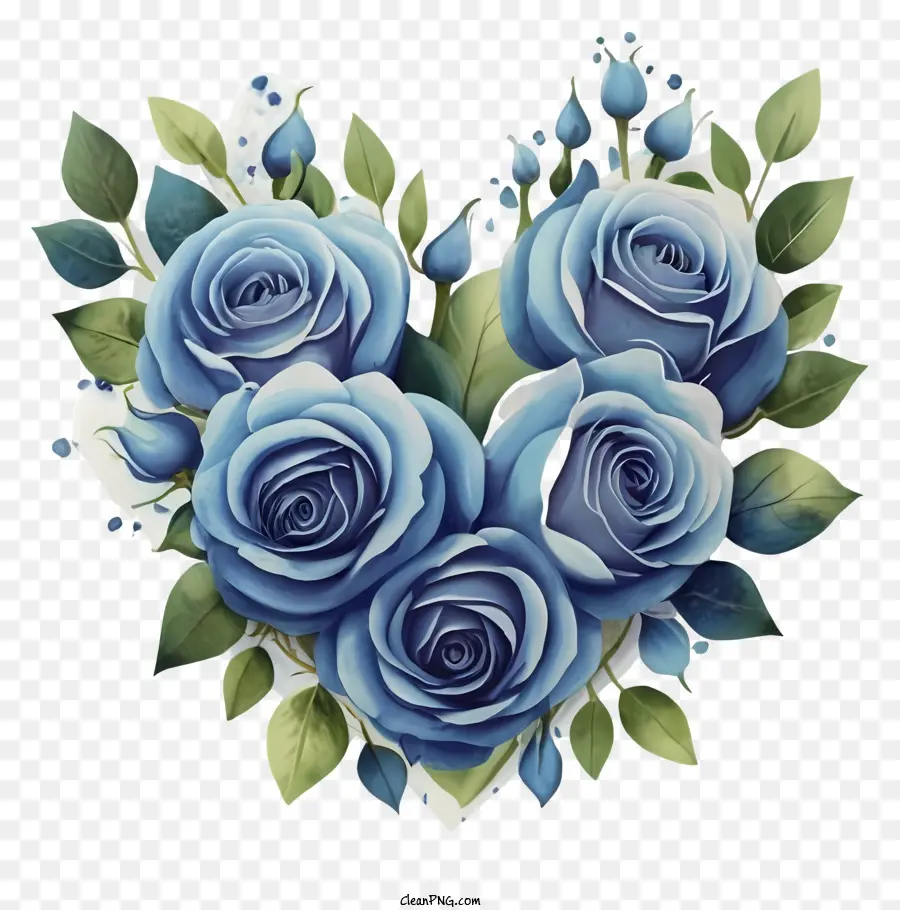 Rose Bleue，Cœur De La Peinture PNG