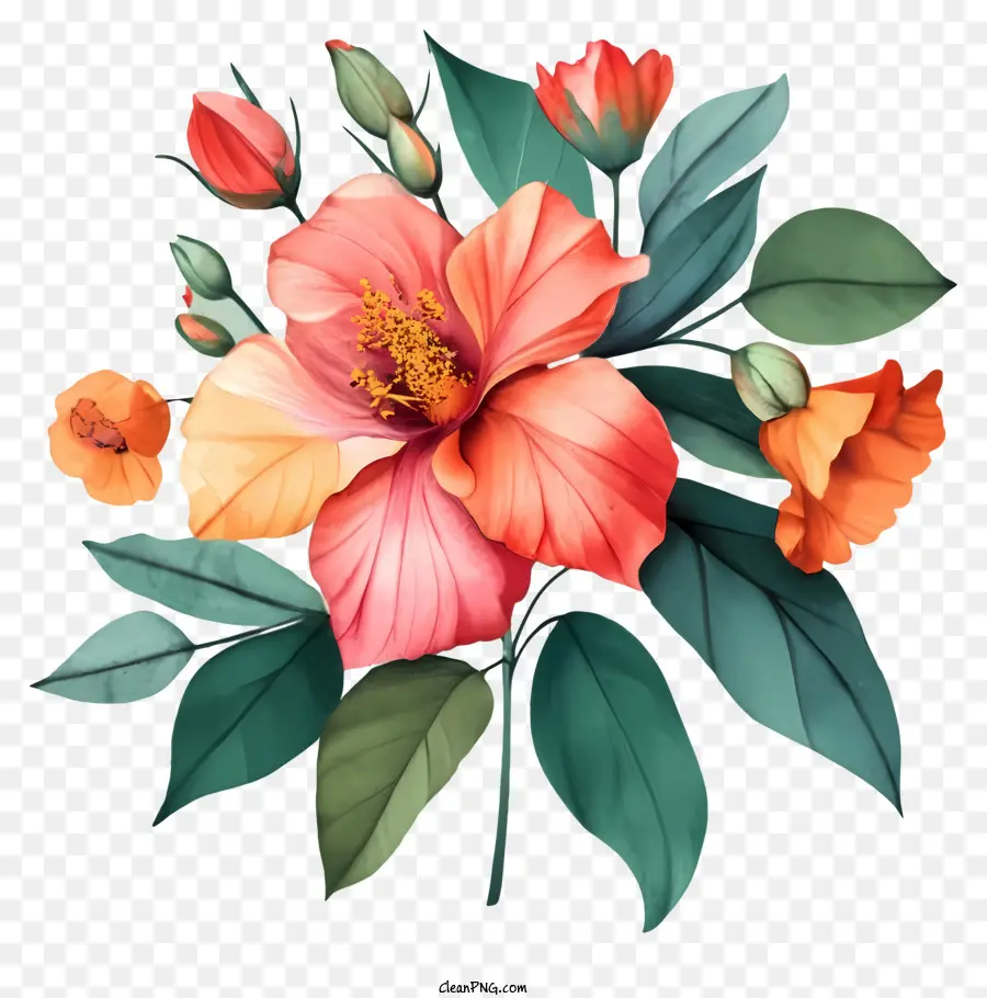 Fleur D'hibiscus，Des Pétales De Rose PNG