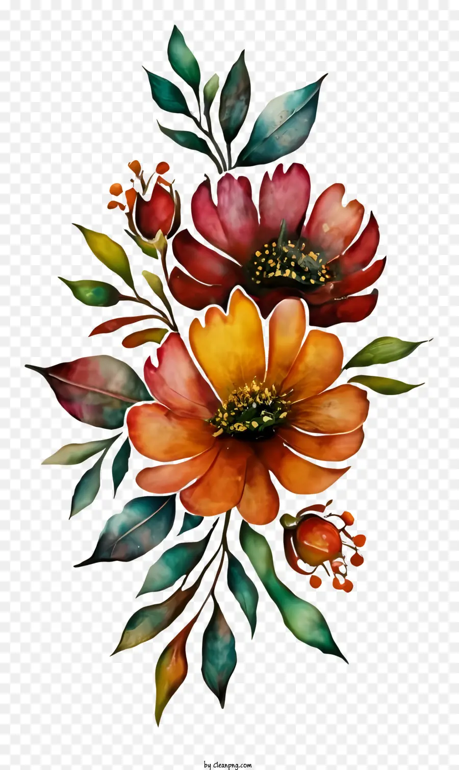 Peinture，Belles Fleurs Aquarelles PNG