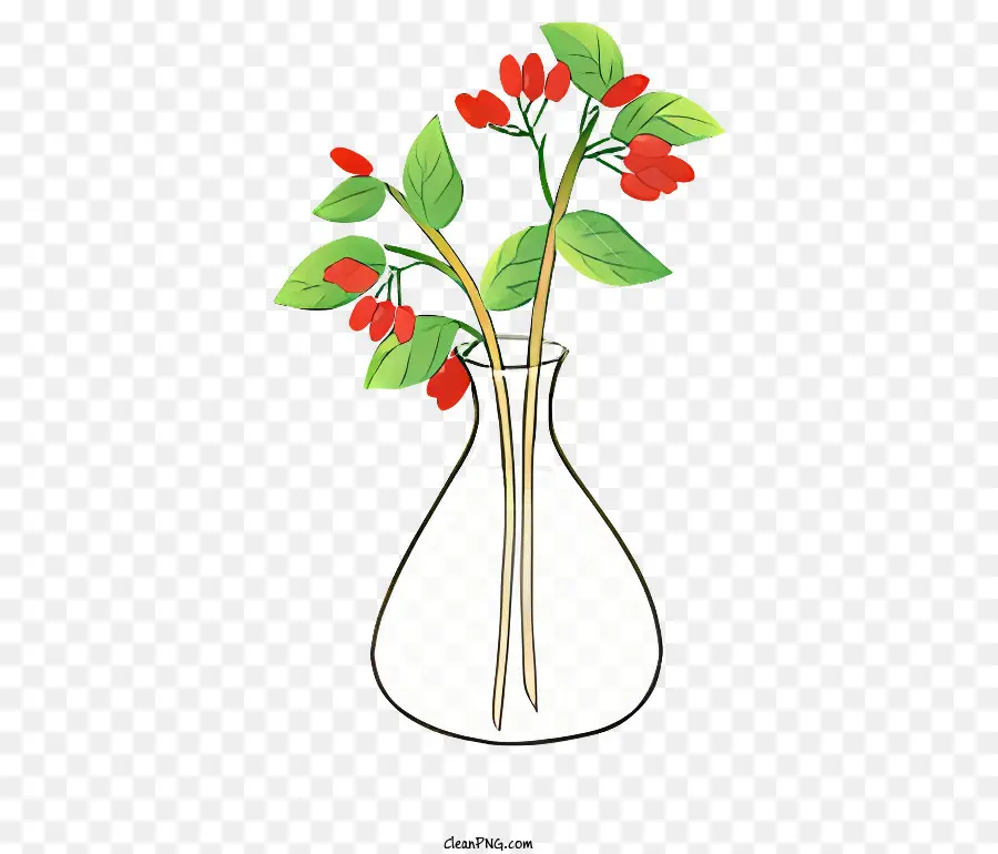 Vase Effacer，Plante De Baies Rouges PNG