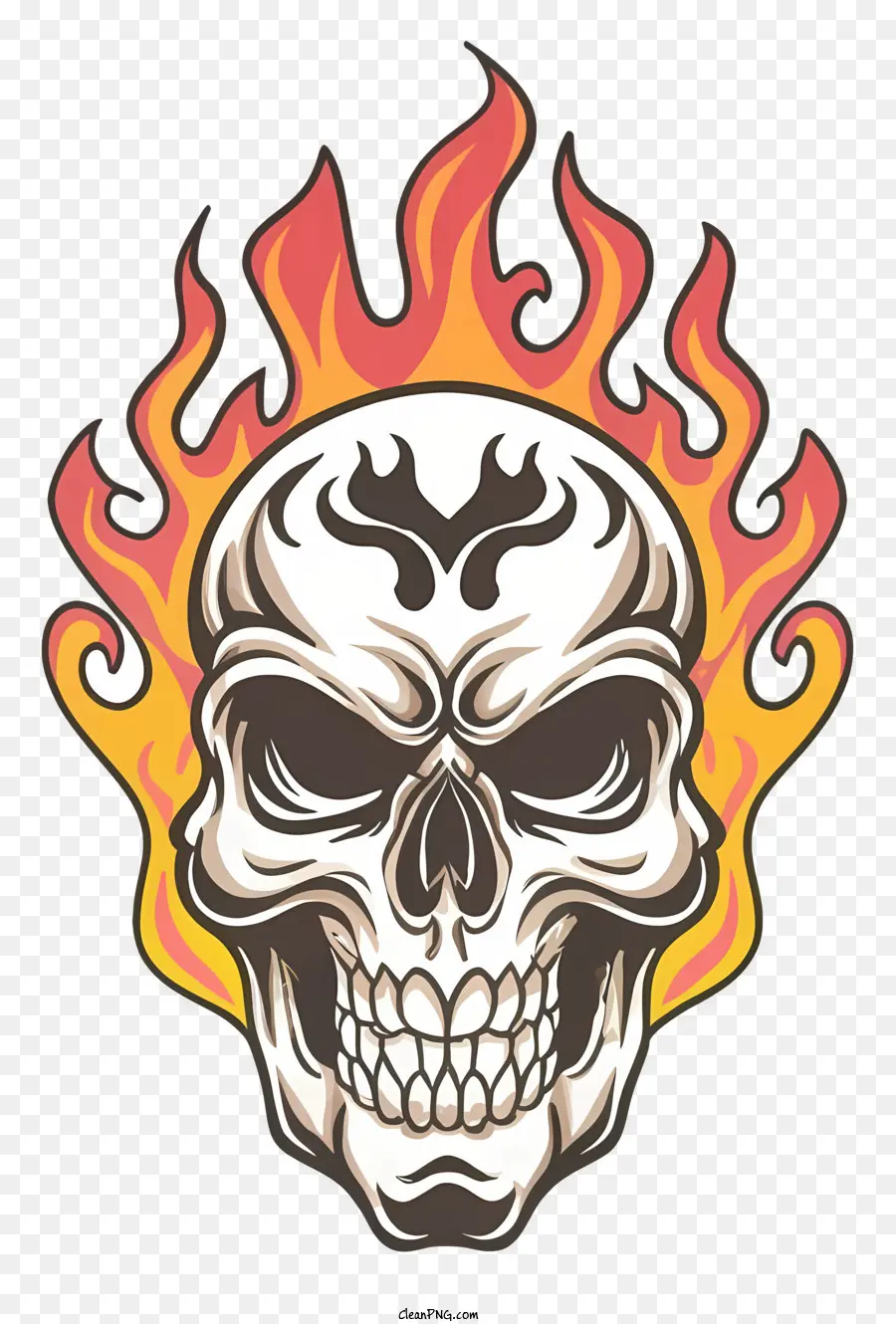 Crâne Avec Des Flammes，La Mort Et La Destruction PNG