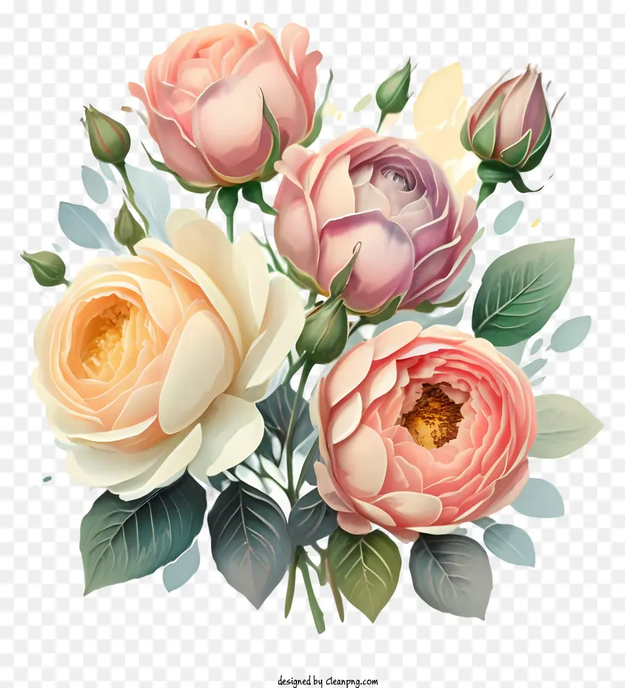 Bouquet De Roses，Roses Blanches Et Roses PNG