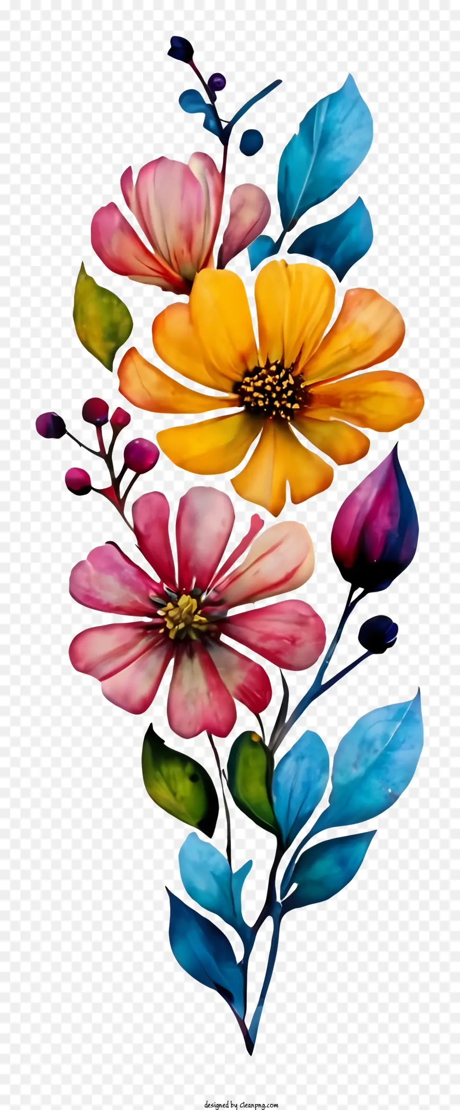 Peinture à L'aquarelle，Bouquet De Fleurs PNG