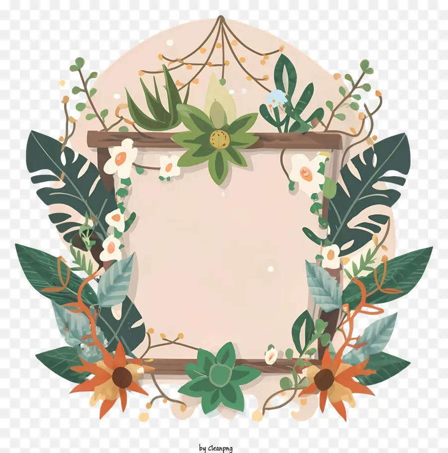 Cadre Floral，Cadre En Bois PNG