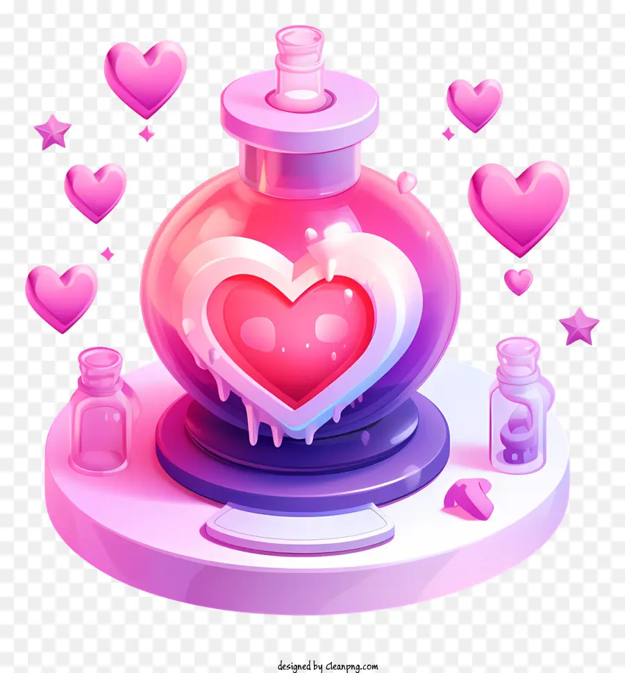 Liquide En Forme De Cœur，La Couleur Rose PNG