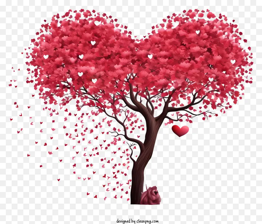 Arbre En Forme De Coeur，Feuilles PNG