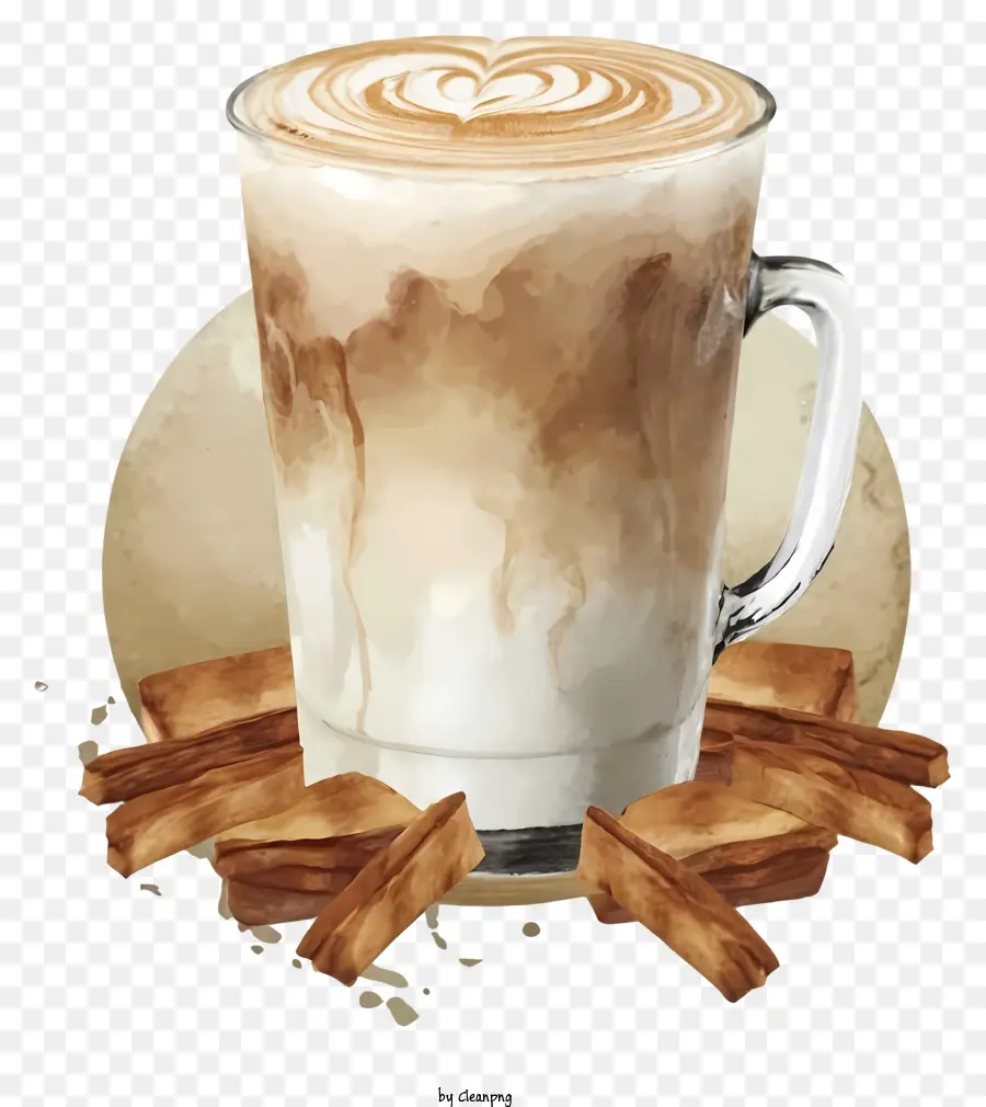 Latte Café，De La Crème Fouettée PNG
