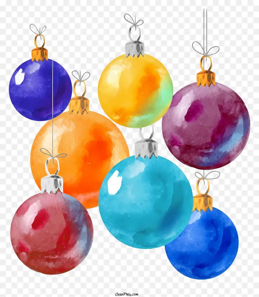 Arcs Aquarelle，Ornements De Noël Colorés PNG